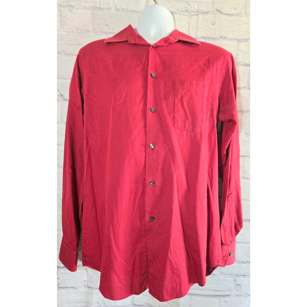Geoffrey Beene Red Button Up Wrinkle Free Men's Shirt 15.5/Medium Lightweight